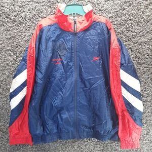 Vintage Speedo Windbreaker Jacket Adult Large Blue‎ Red LCHS Swimming Diving